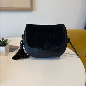 Rebecca Minkoff Black Crossbody Bag with Tassel and Suede Upper